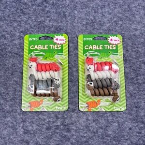 Bytes Cable Ties - Animal Charm 4-Pack (Red, White, Gray, Brown)